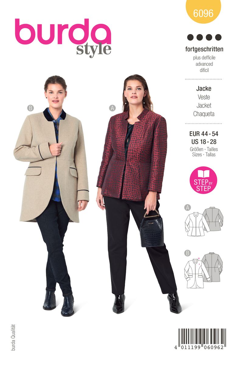 Schöner Leben Burda Schnittmuster 6096 Damen Jacke