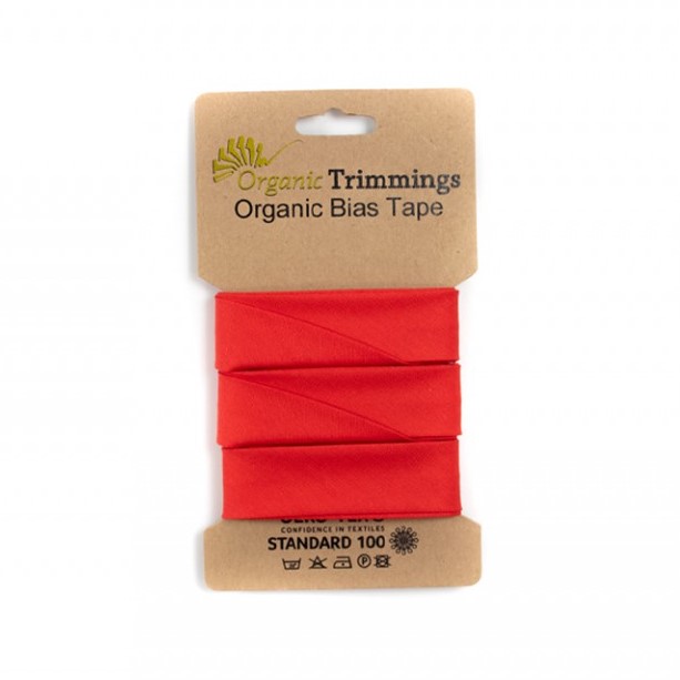 Schöner Leben Schrägband Einfassband Organic Bio Popeline Baumwolle 20mm uni rot 5m