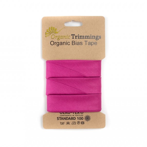 Schöner Leben Schrägband Einfassband Organic Bio Popeline Baumwolle 20mm uni fuchsia 5m