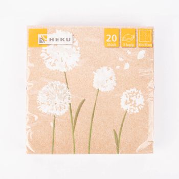 E+N Servietten Blumen Bunt 33x33 Cm - 20 Stück, 3-lagig, Wiederverschließbar, FSC-zertifiziert