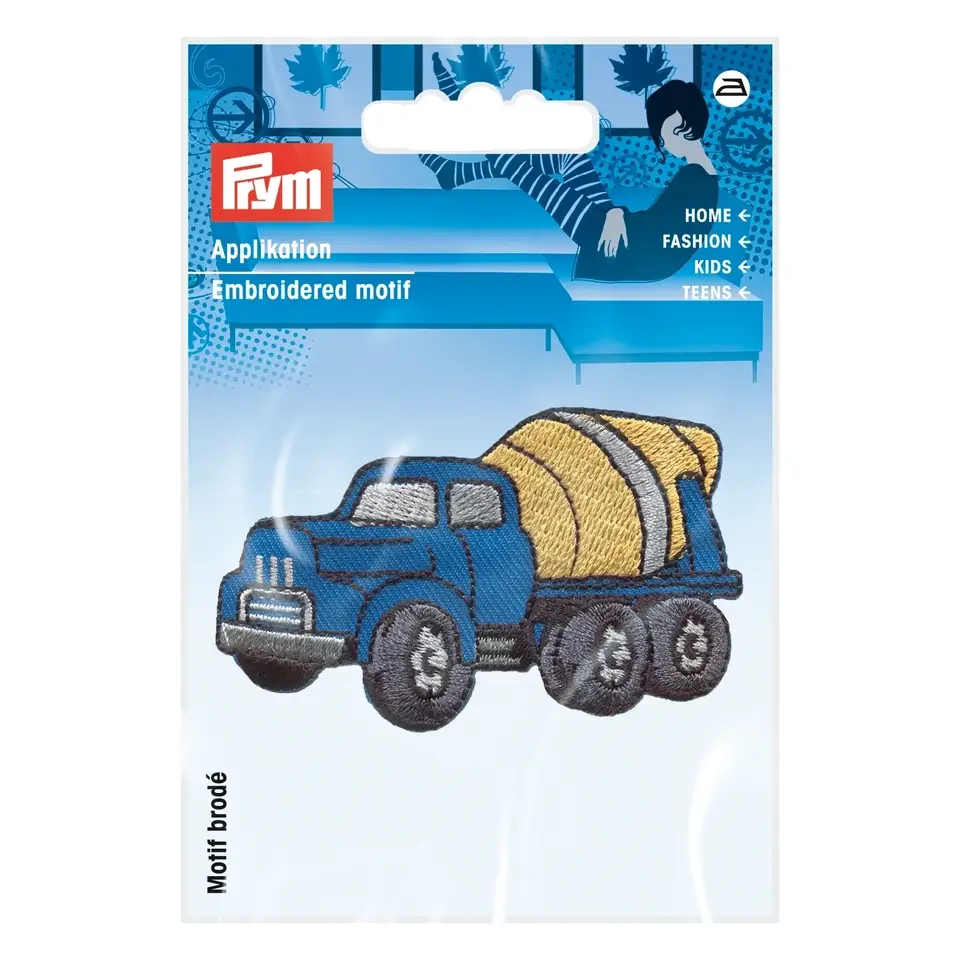 Schöner Leben Prym Applikation Betonmischer blau 7x4,5cm