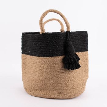 Quaste Jute Tasche Rund Aufbewahrungstasche Rund Geflochten Mit