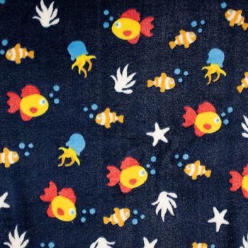 Wellness Fleece Unterwasserwelt Fische blau gelb rot weiß 1,4m