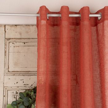 Ösengardine Leinenoptik uni terracotta 140x260cm