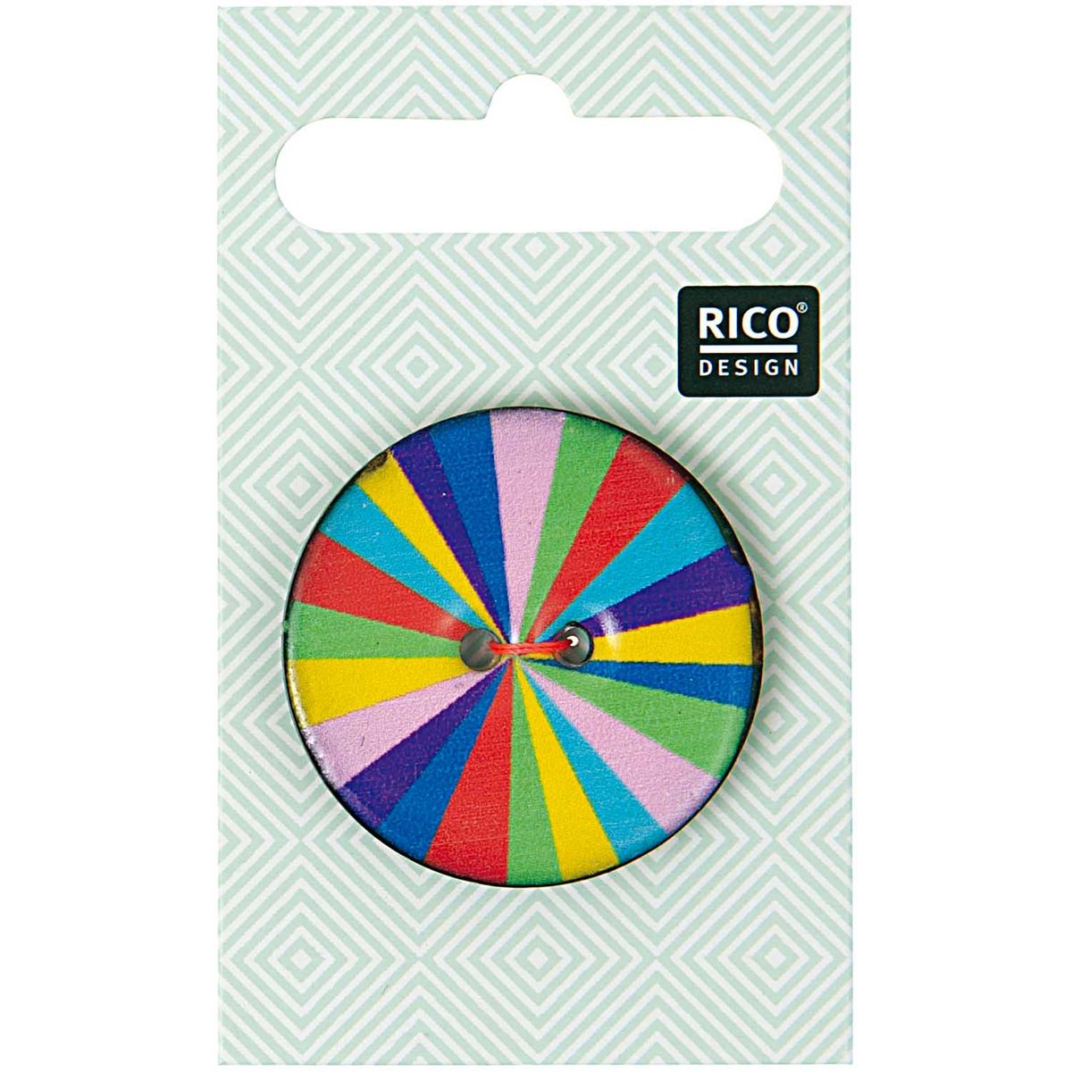 Schöner Leben Rico Design Knopf bunte Streifen Dreiecke 3,4cm 1 Stk