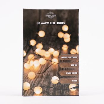 Lichterkette weiße Kugeln mit 80 LED-Lichtern warmweiß In- und Outdoor 2m