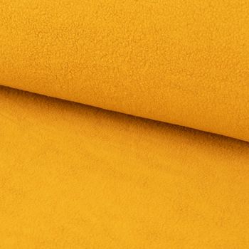 Sweatstoff Sherpa Fleece dünn einfarbig ocker gelb 1,50m Breite