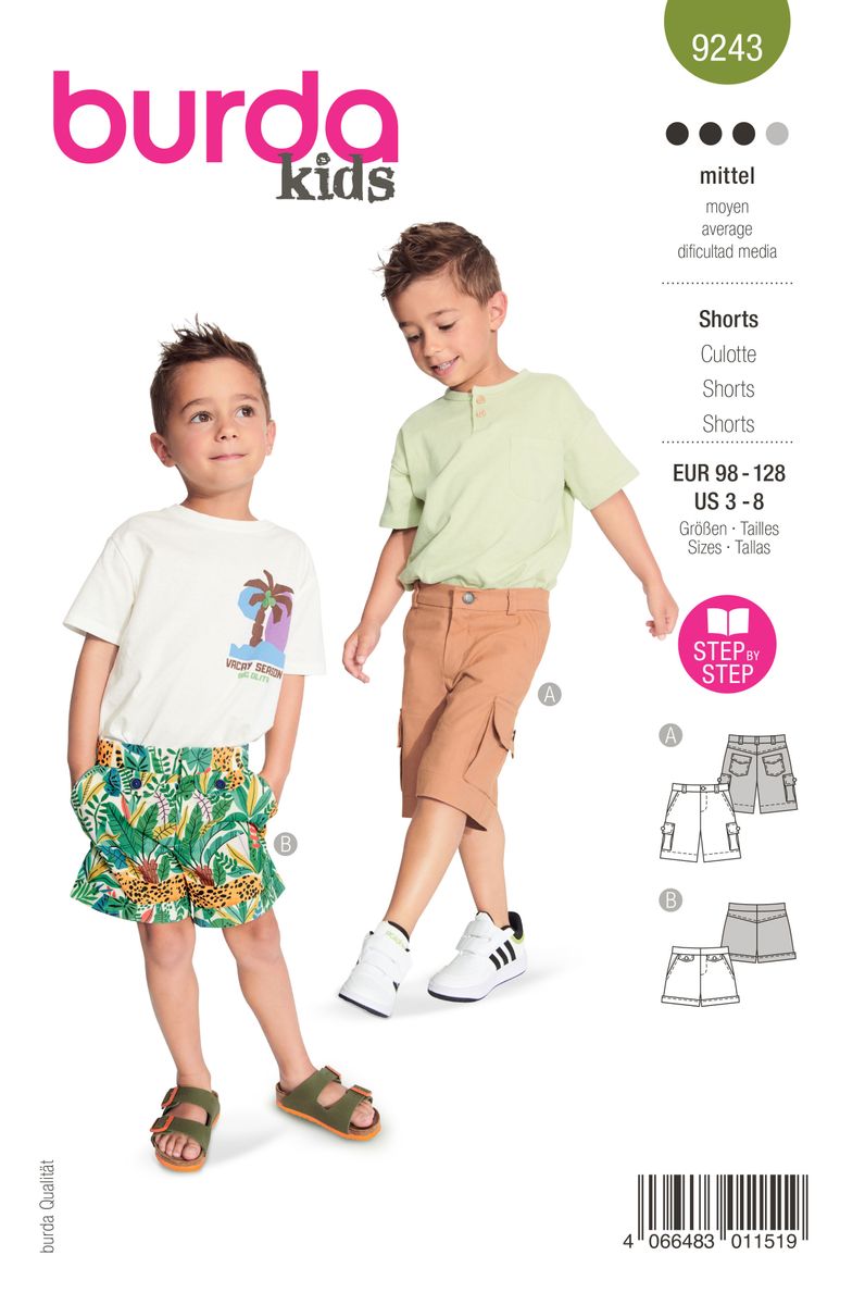 Schöner Leben Burda Schnittmuster 9243 Kinder Shorts