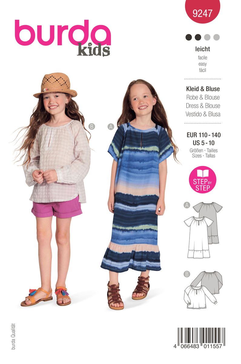 Schöner Leben Burda Schnittmuster 9247 Kinder Kleid Bluse