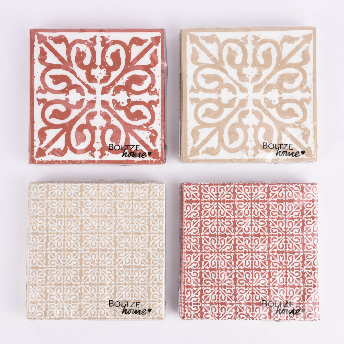 Servietten Mediterran gemustert 20 Stück rostbraun beige weiß verschiedene Varianten 33x33cm