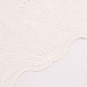 Voile Baumwollstoff transparent florale Stickerei Bogenkante weiß