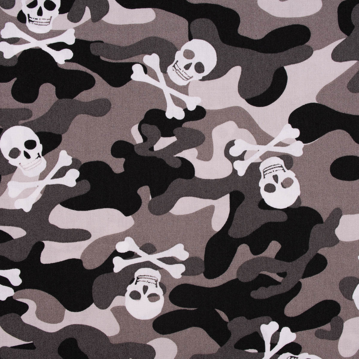 Schöner Leben Baumwollstoff Popeline Camouflage Totenköpfe grau 1,44m Breite