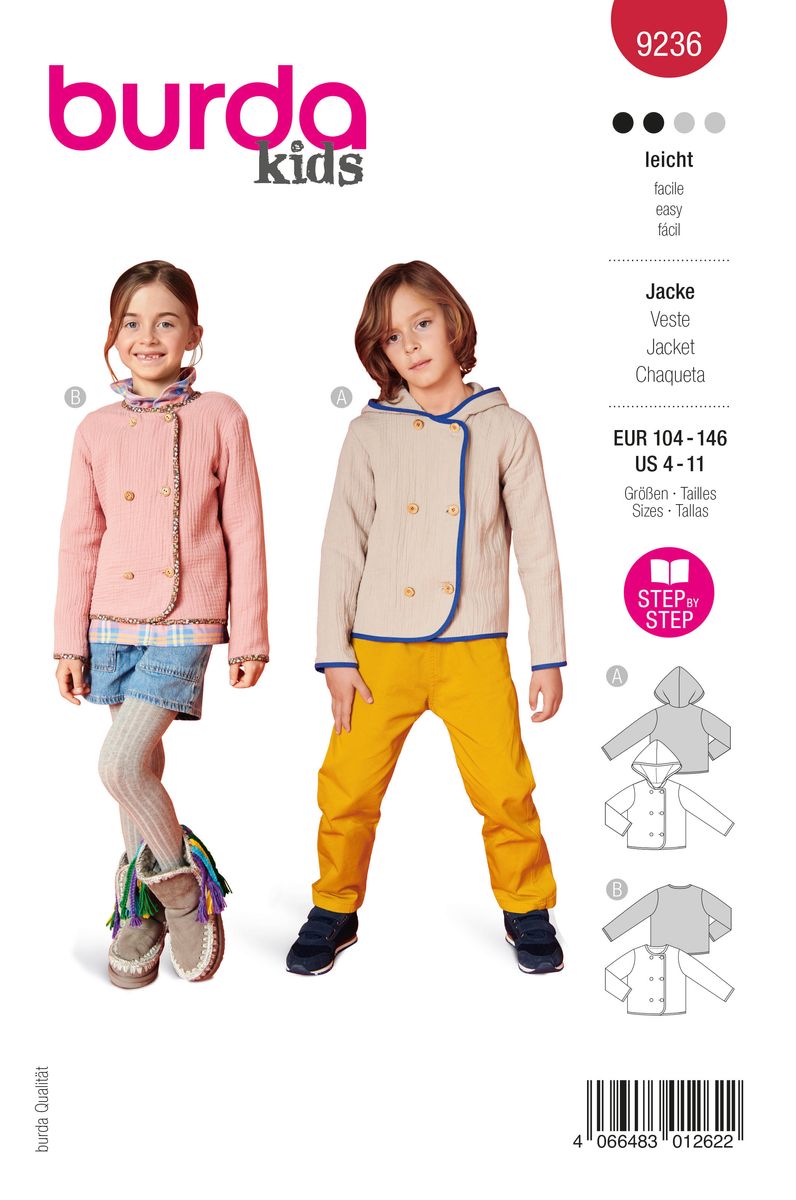 Schöner Leben Burda Schnittmuster 9236 Kinder Jacke