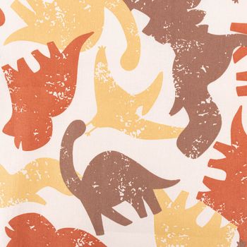 Kinderstoff Baumwollstoff Webware Dinou Dinosaurier ecru braun