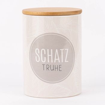 La Vida Vorratsdose SCHATZTRUHE – Keramik Mit Bambusdeckel, Ø 11 Cm, Höhe 16 Cm