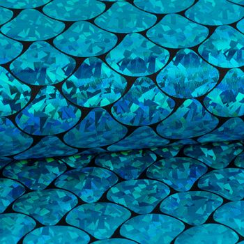 Folienjersey Stretch Glitzer Schuppen holografisch schwarz blau