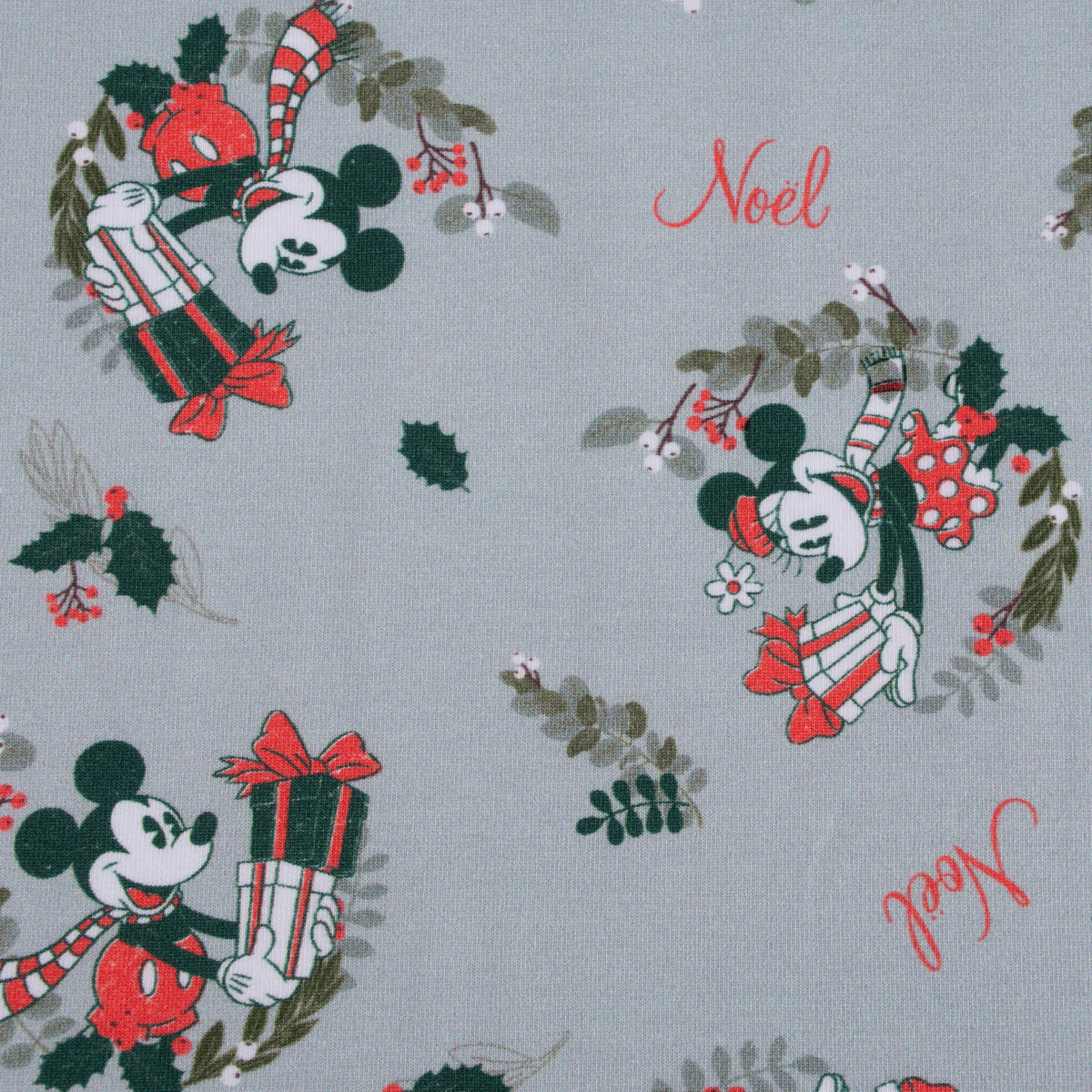 Schöner Leben Minnie & Mickey French Terry Digitaldruck Weihnachten grau 1,58m Breite