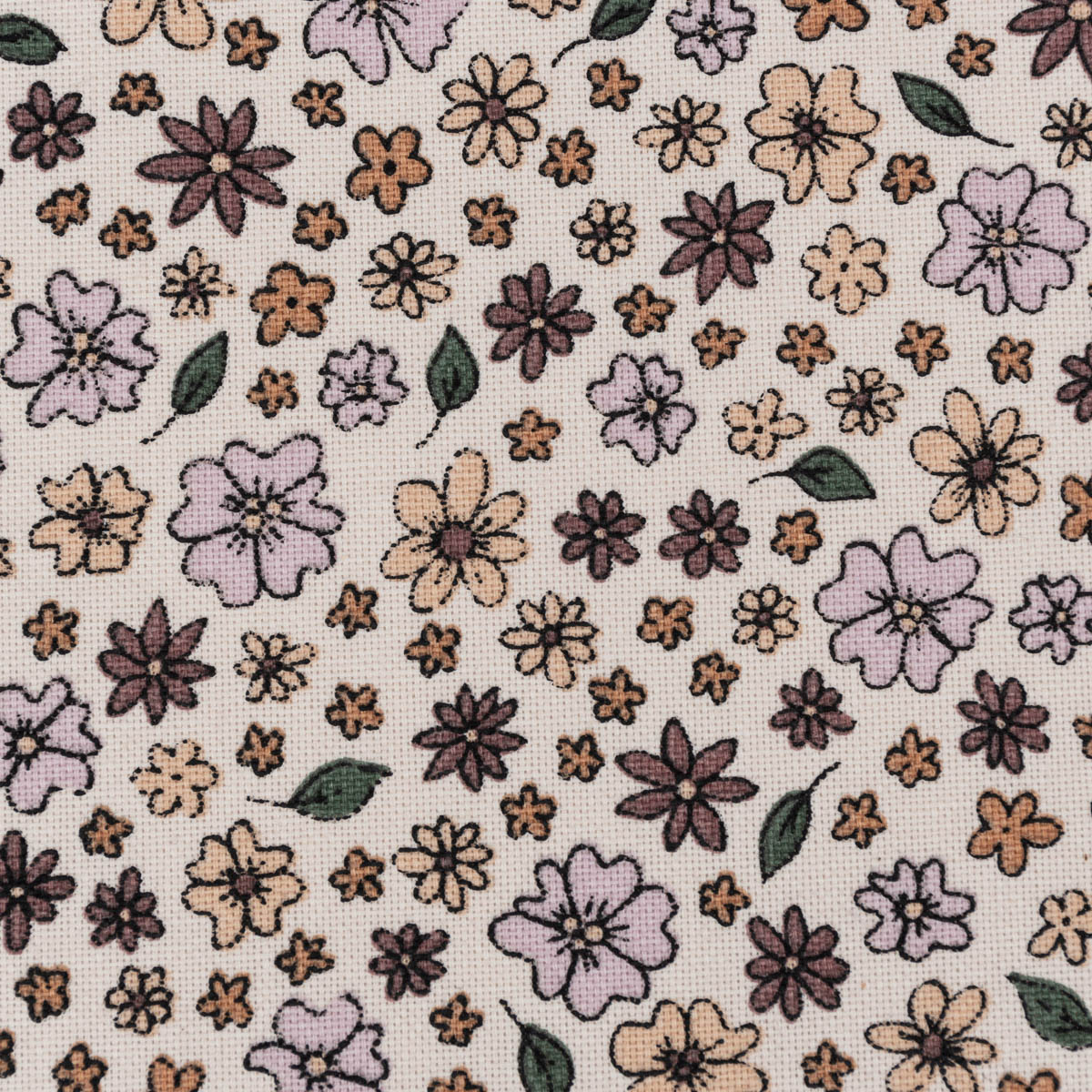 Schöner Leben Dekostoff Halbpanama Sweet Flower Sprinkles Allover Blüten beige lila 1,40m Breite