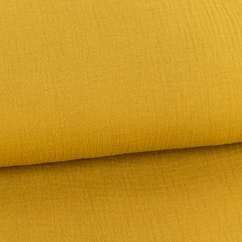Musselin Stoff Double Gauze einfarbig senf gelb 1,35m Breite