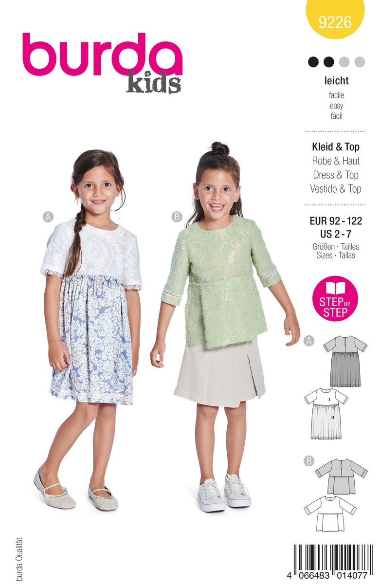 Schöner Leben Burda Schnittmuster 9226 Kinder Kleid & Top