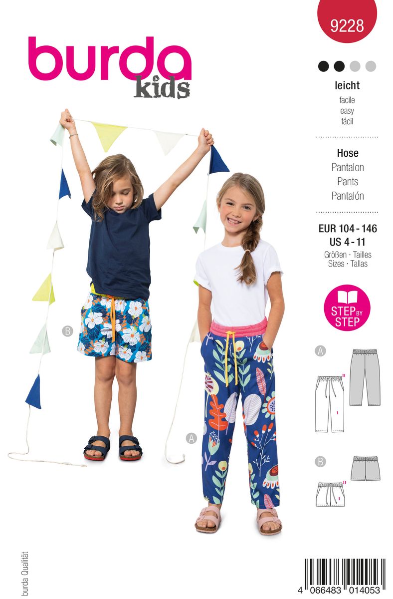 Schöner Leben Burda Schnittmuster 9228 Kinder Hose Shorts