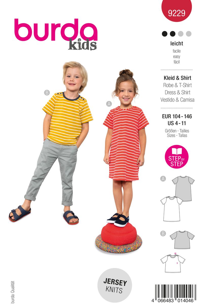 Schöner Leben Burda Schnittmuster 9229 Kinder Kleid Shirt