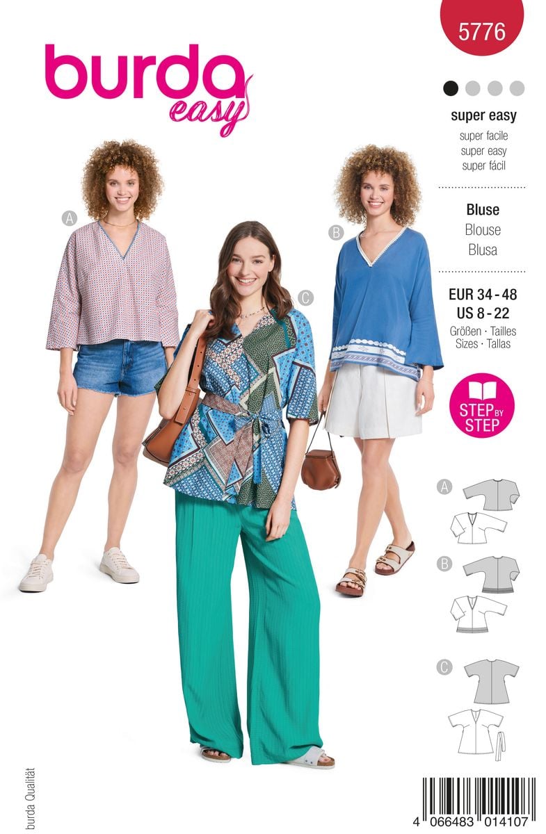 Schöner Leben Burda Schnittmuster 5776 Damen Bluse