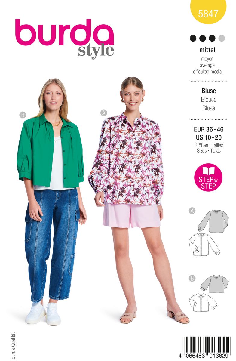 Schöner Leben Burda Schnittmuster 5847 Damen Bluse