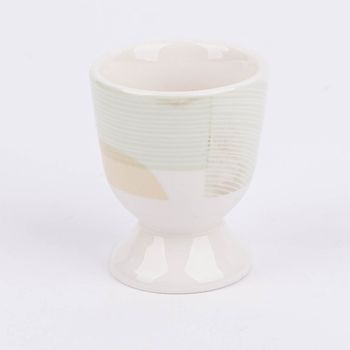Eierbecher aus Porzellan Guten Appetit grafisch pastell weiß mint beige gold 5x6cm von der Schreibkram Manufaktur