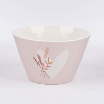 Müslischale aus Porzellan Herz mit Strauß rosa pastell 14x9cm von der Schreibkram Manufaktur
