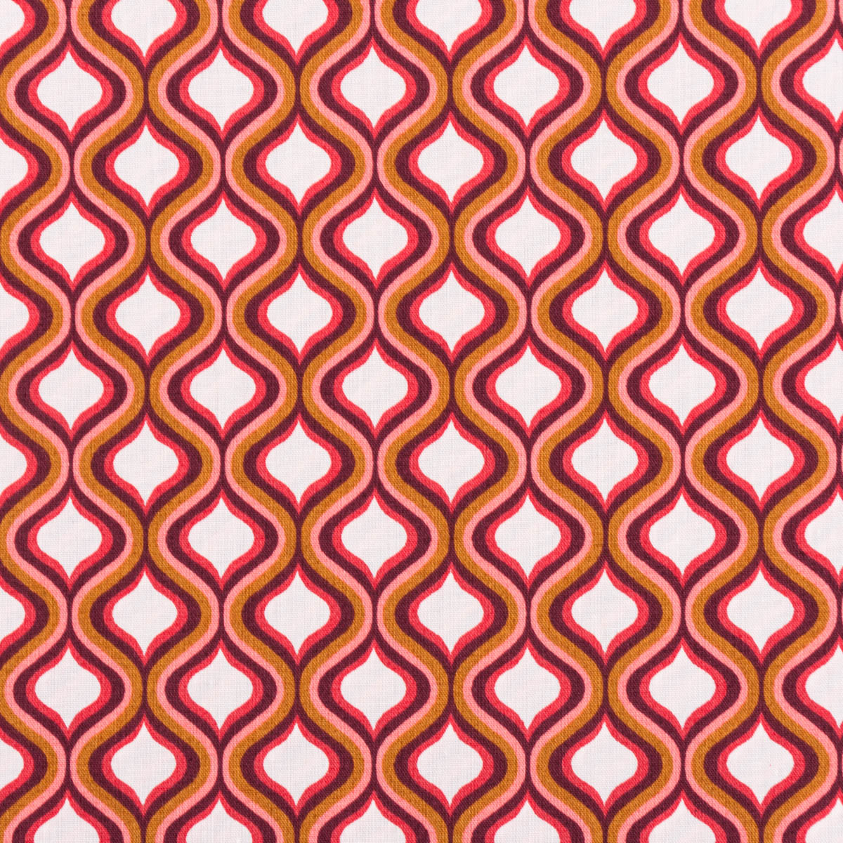 Schöner Leben Baumwollstoff Popeline Fine Poplin GEOMETRIC Retro Trellis ecru rot 1,45m Breite