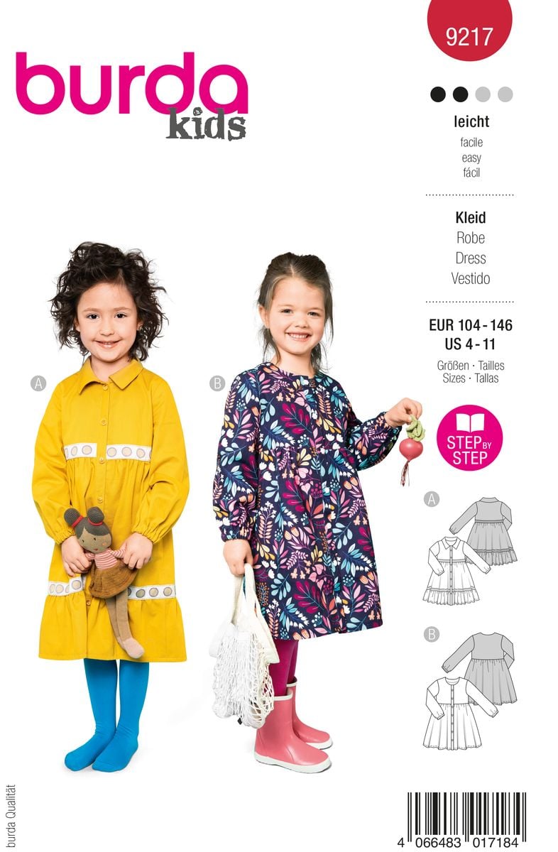 Schöner Leben Burda Schnittmuster 9217 Kinder Kleid