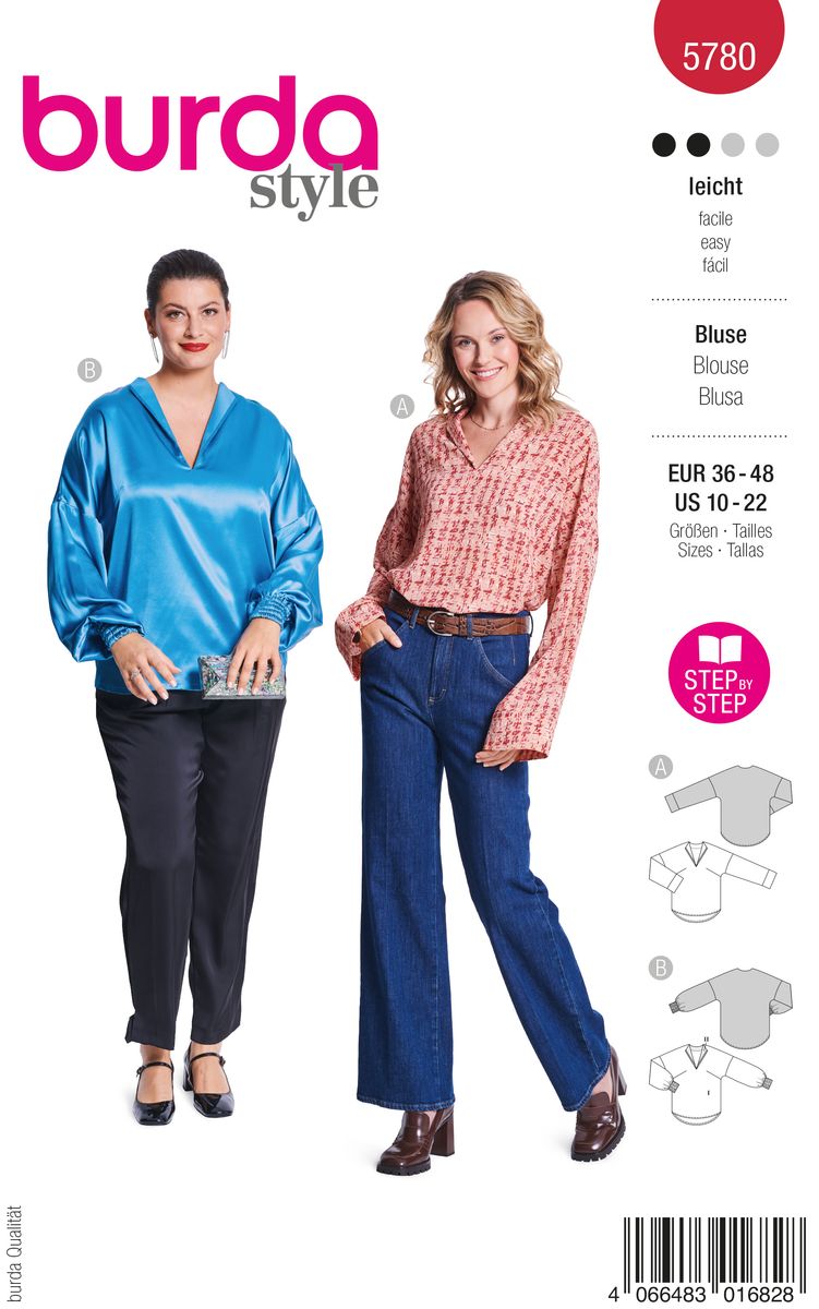 Schöner Leben Burda Schnittmuster 5780 Damen Bluse