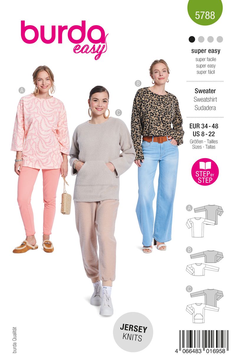 Schöner Leben Burda Schnittmuster 5788 Damen Sweater