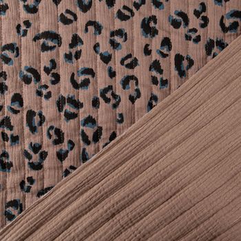 Musselin Stoff Baumwolle FAUVE Doubleface Leo-Print braun 1,30m