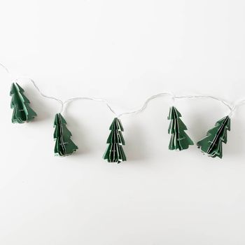 LED Lichterkette Tannenbäume grün aus Papier