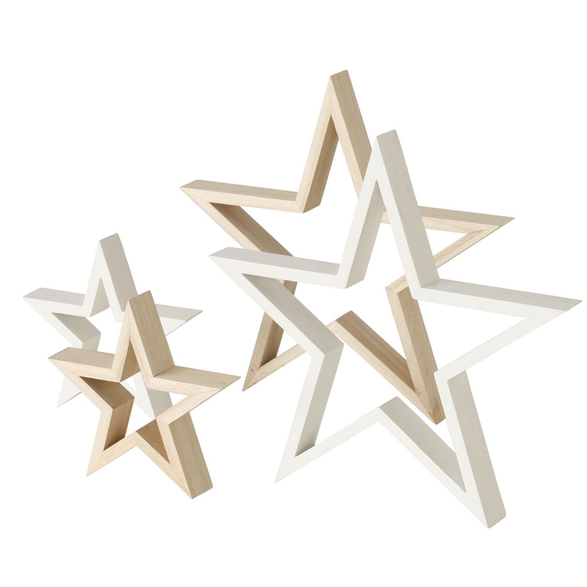 Weihnachtssterne aus Holz 2er Set wei oder natur16 und 29cm Durchmesser  von Boltze Home | Schner Leben